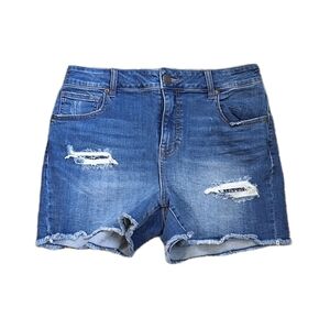 Maurices Cutoff Denim Shorts Womens 10 High-rise Distressed Paisley Print Summer